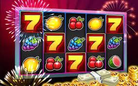 Mesin slot digital dengan simbol dan gulungan berwarna